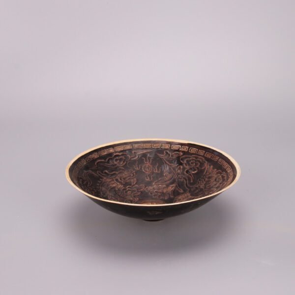 Song Dynasty Ding Kiln Carved Black-Gold Glaze Dragon and Phoenix Bowl - Image 4