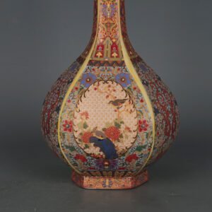 Enamel flower and bird vase Yongzheng Period of the Qing