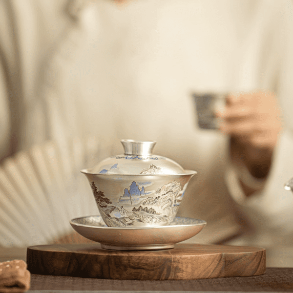 Dwelling in the Fuchun Mountains Gaiwan Tea Bowl Set - Image 3