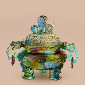 Antique style Glass Suanni beast Three Legged Incense Burner - Elegant Home Decor Sculpture