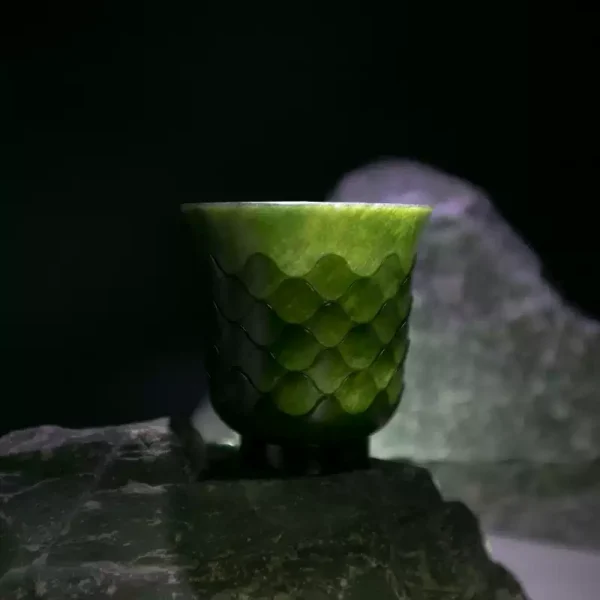 Handcrafted Premium Hetian Jade Dragon Scale Tea Cup Luxurious Gift for Tea Lovers1