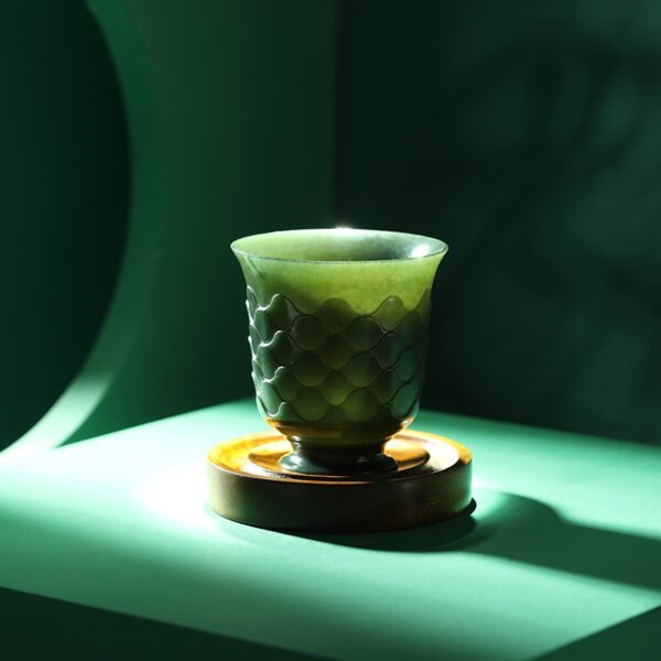 Handcrafted Premium Hetian Jade Dragon Scale Tea Cup Luxurious Gift for Tea Lovers - Image 4