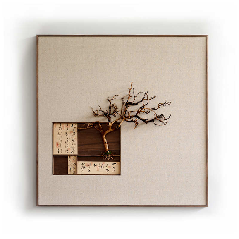 Handcrafted Wooden For Wall Decor with Tree Art & Chinese Calligraphy